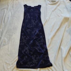 CDC Petite midnight blue velvet texture long dress - size 4P